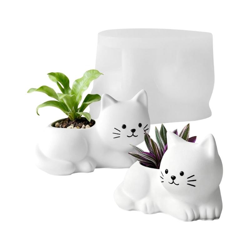 

Animal Kitten Shape Candle Cup Silicone Mold Easy Demolding For Candle Container Soap Plant Flowerpot Holiday Decoration 1