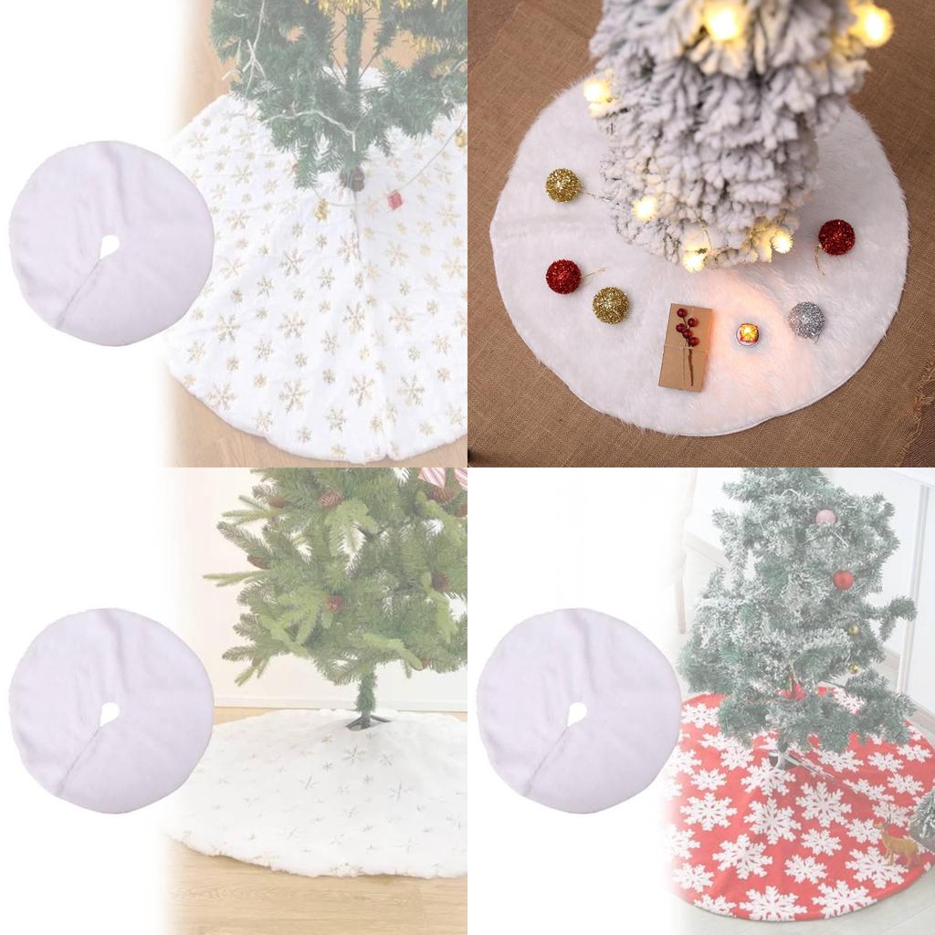 Elegant Long Plush White Christmas Tree Skirt Soft Fabric For Beautiful Tree Decor