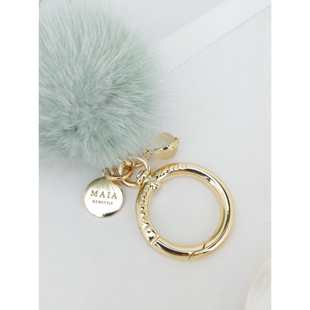 MAIA Mink Fur Keychain & Charm - Mint