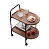 Walnut Wood Nordic Corner Table Large Capacity Elegant Coffee Table Lockable Cart Side Rack for Reading Book Tea Vase