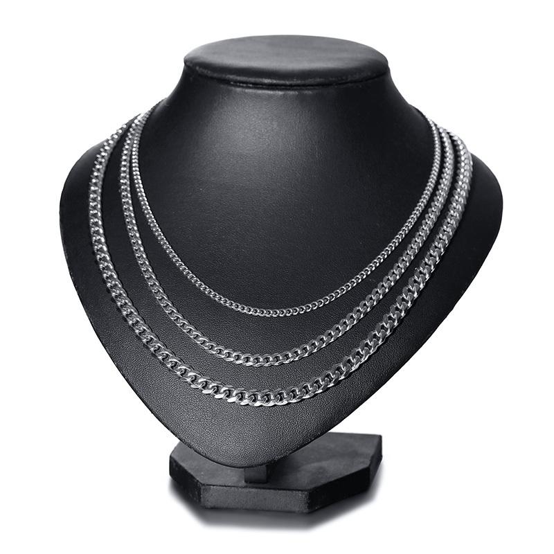Vnox Classic Cuban Chain Necklace for Men Women, Basic Stainless Steel Link Chain Chokers, Solid Metal Collar Chain Wholesale