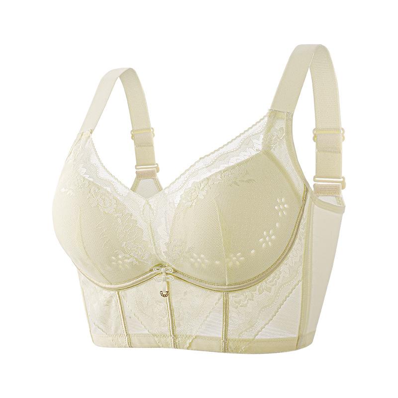 Adjustable Bra for Summer Thin Underwear with Gathered Upper Support To Prevent Sagging and Fishbone Design Without Steel Rings