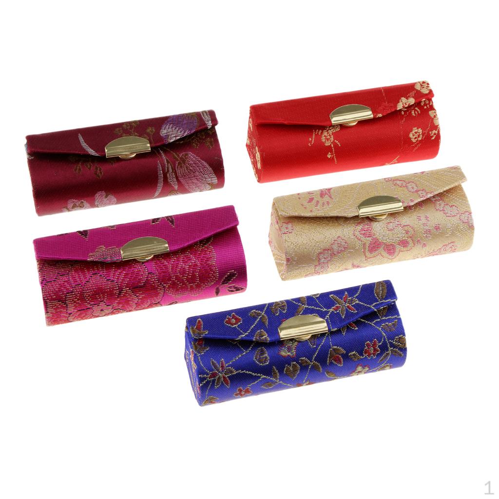 5 Pieces Case Holder With Mirror,Chinese Traditional Box Carry Travel Color