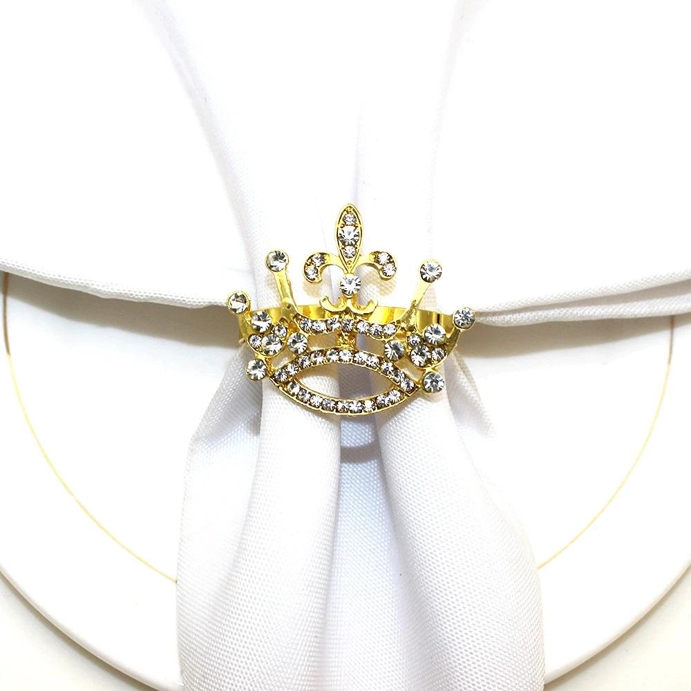 10PCS Style Personalized Diamond Crown Napkin Rings Metal Napkin Holder for Wedding Table Decoration Christmas Home Decoration