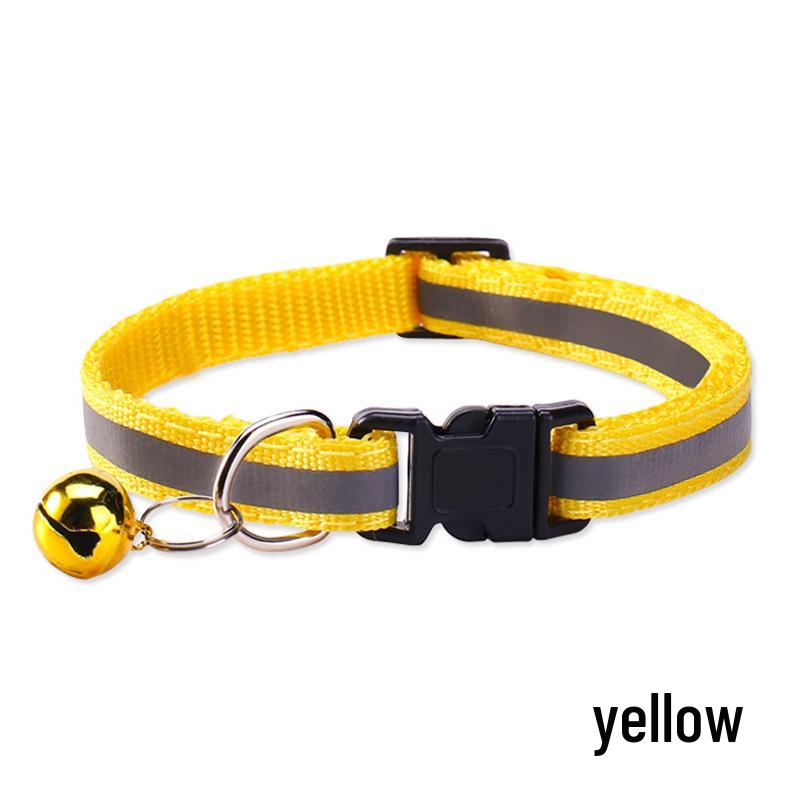 Reflective Adjustable Pet Collar with Bell for Cats & Dogs - Universal Fit, In Stock
