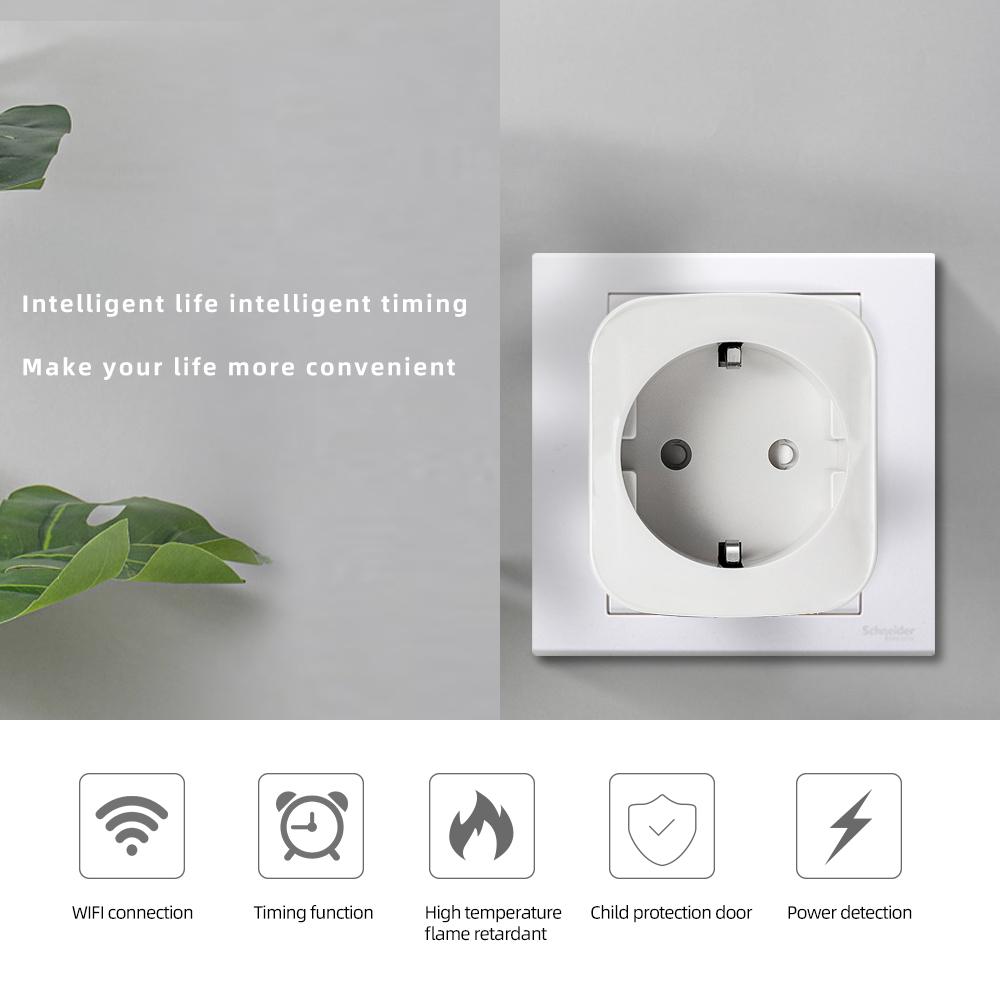 Tuya WiFi Smart Plug 16A EU Plug Socket Power Monitor Timing Function Outlet Safety Socket Works With Google Home Alexa