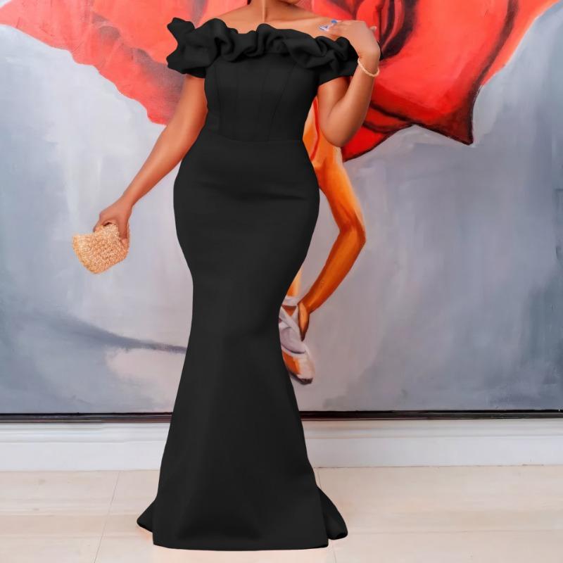 Women's clothing summer one-word collar sexy fishtail dress dress dress