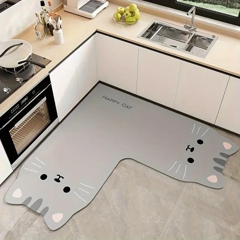 Cute Panda Kitchen Floor Mat - Water Absorbing and Drying Quickly - Irregular L-Shaped Carpet for Home Decoration