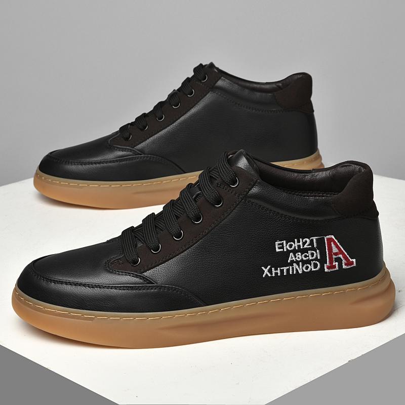 Fashion Genuine Leather Men Ankle Boots Fashion High Top Shoe Outdoor Man Hiking Botas Skateboard Footwear Leisure Walk Motorcycle Boots