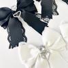 Korean Women's Lace Bow Tie Brooch Heart Shape Rhinestone Pendant Lolita Suit Skirt Accessories Pin Clips Handmade Jewelry Gift