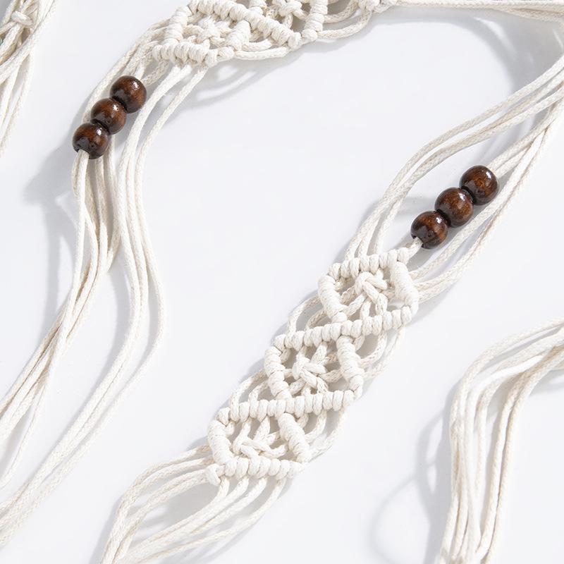 Boho Style Resin Beads Knotted Belt Ethnic Style Hand-made Beaded Women's Fashionable Skirt Waist Rope