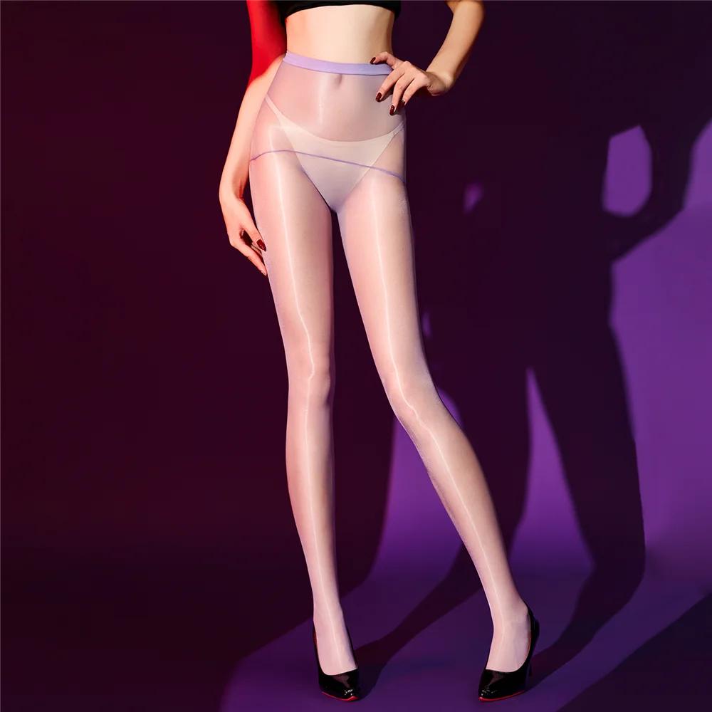 Women's Seamless Ultrathin Pantyhose Sexy Oil Shiny Glossy Sheer Stocking Woman See Through Tights Shaping Leg Pantyhose Allure