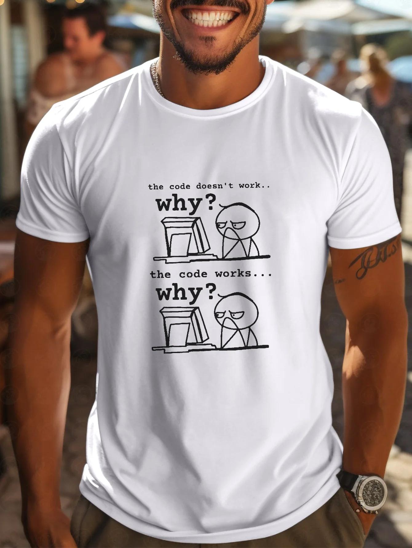 

Men s T-shirt Funny IT Programmer Print Short Sleeve Crew Neck Tees Summer Casual Outdoor Comfy Clothing For Male 5XL різнокольоровий