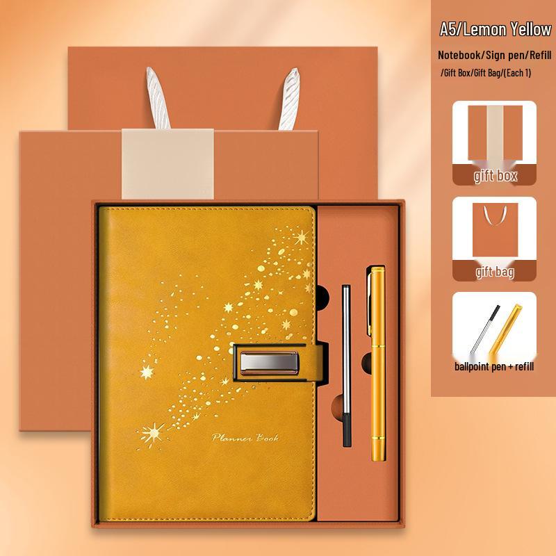 Set de regalo de cuaderno Star Double Line 2026: Libro de registro de reuniones de negocios y oficina de mayor grosor