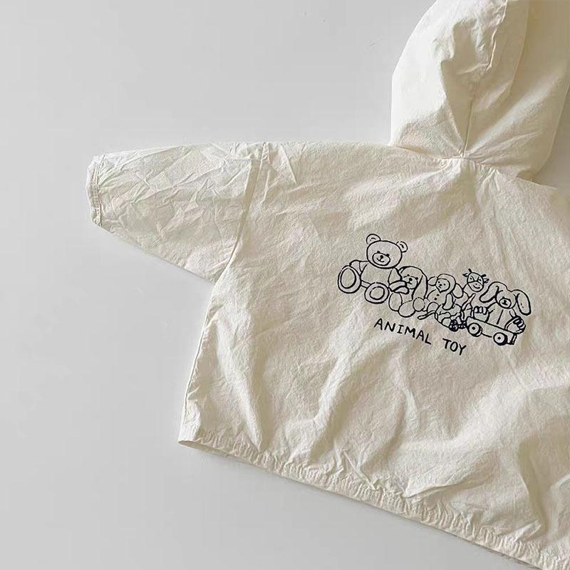 

Весенне-летняя модная одежда для защиты от солнца с героями мультфильмов для девочек, свободная верхняя одежда с капюшоном, пальто для детей, тонкий клетчатый кардиган для мальчиков 100 бежевый