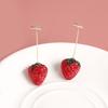 1Pair Rhinestone Strawberry Earrings Temperament Delicate Fruit Pendant Earrings  Party Decoration