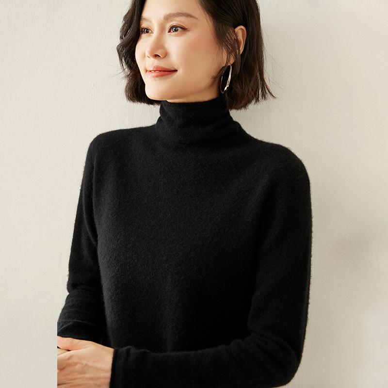 

Женский кашемировый свитер Qinghe cashmere 100% кашемир осенне-зимний кашемировый пуловер мягкий и теплый L чёрный