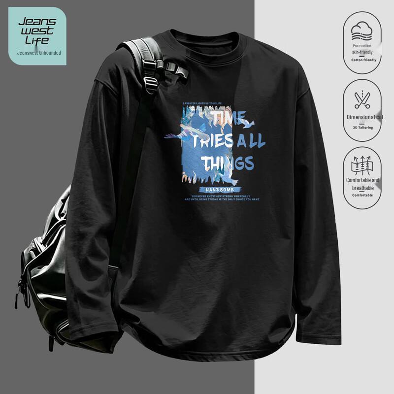 Jeanswest Life Men's Cotton Long Sleeve Crew Neck T-Shirt