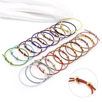 Stainless Steel Bracelet For Women Men Adjustable Buckle Couple Red Thread String Rope Handwoven Bracelet Unisex Jewelry