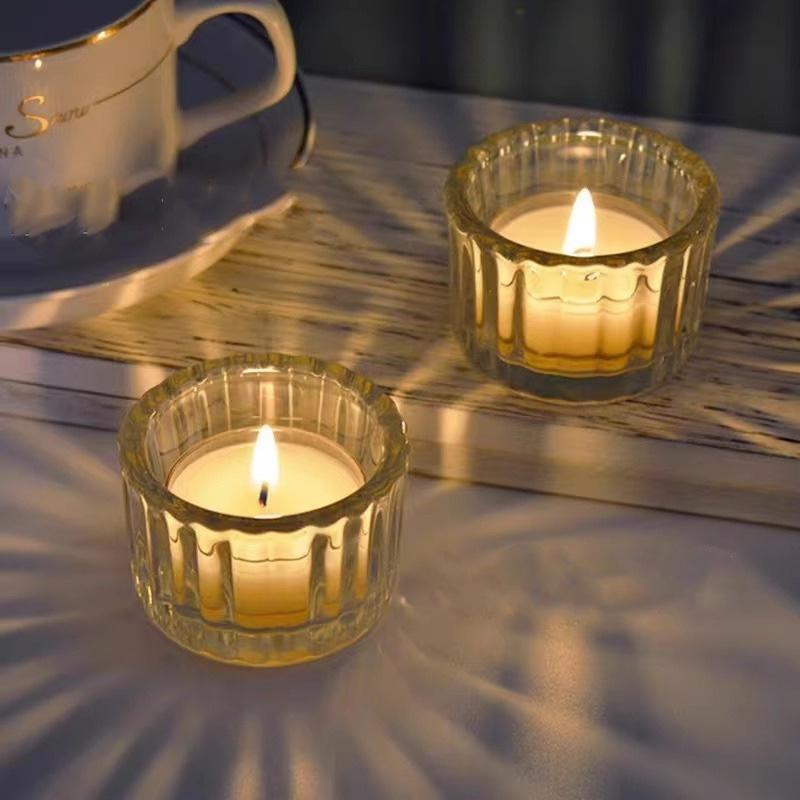 Aromatherapy Vertical Stripe Glass Candle Holder Jar - Scented Candle Holiday Souvenir.