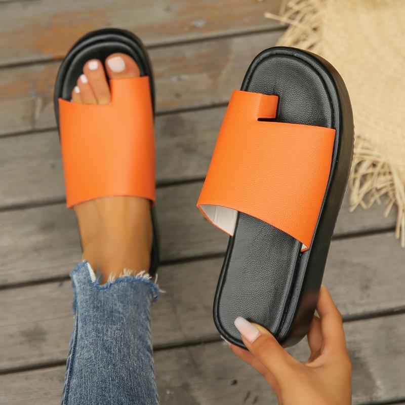 

Мода 2024 года. Большие тапочки на толстой подошве для женщин. Летняя новая верхняя одежда. Сандалии с застежкой. Простые однотонные тапочки. Высокий каблук. Плоская подошва. 36 оранжевый