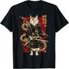 Samurai Cat with Dragon Japanese Kanji, Japan Art Lover T-Shirt for Men Women Girls Kids