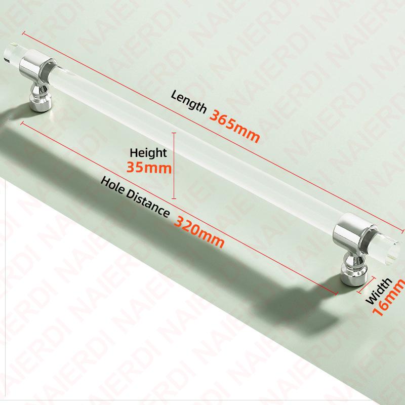 NAIERDI Acrylic Furniture Handles T-Bar Gold Crystal Cabinet Handles and Knobs Zinc Alloy Silver Door Handle Hardware