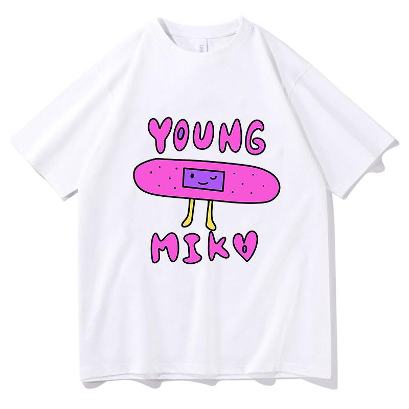 Singer Young Miko Print Graphic T Shirts Men Women Retro Fashion Short Sleeve T-shirt Harajuku Oversized Cotton Tees