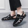 Men's Plus Size Leather Fisherman Sandals - Breathable, Hollow Buckle, Formal British Style for Summer