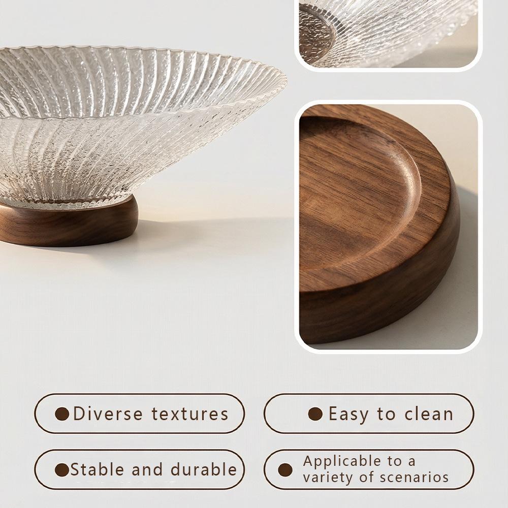 Elegant High-Footed Glass Fruit Bowl for Living Room - Stylish Candy Dish & Snack Display Plate