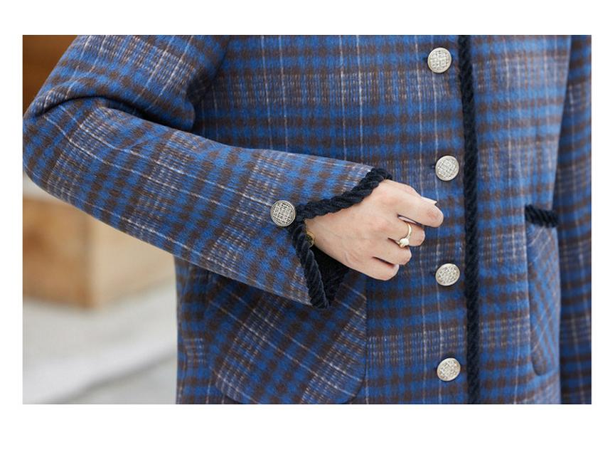 Women's 50+ Plaid Plus Velvet Warm Coat - Lightweight Autumn/Winter Cotton Jacket