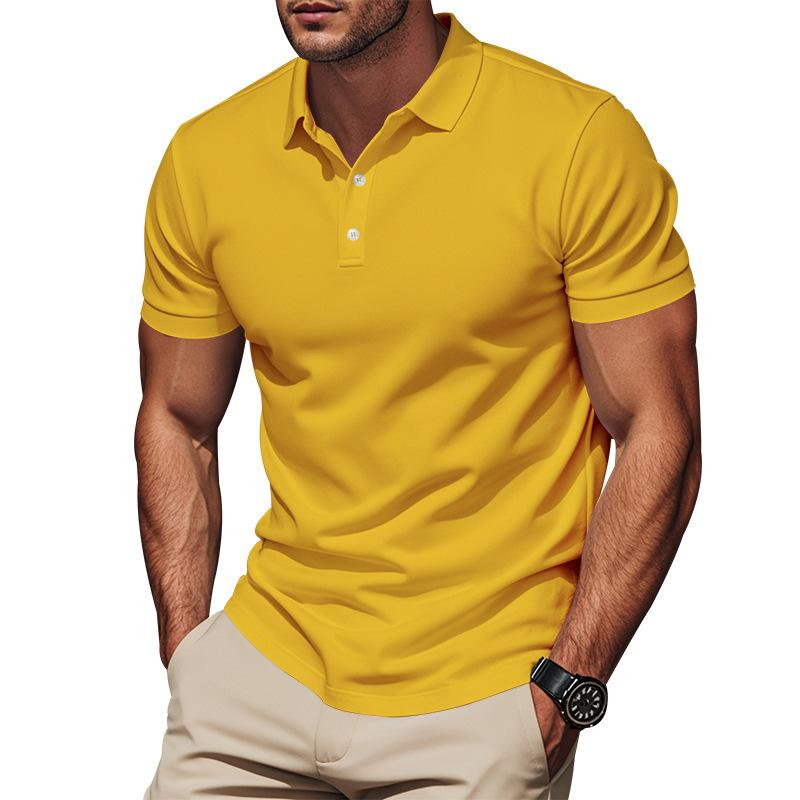 Mens Casual Solid Color Pique Short Sleeve Polo Shirt
