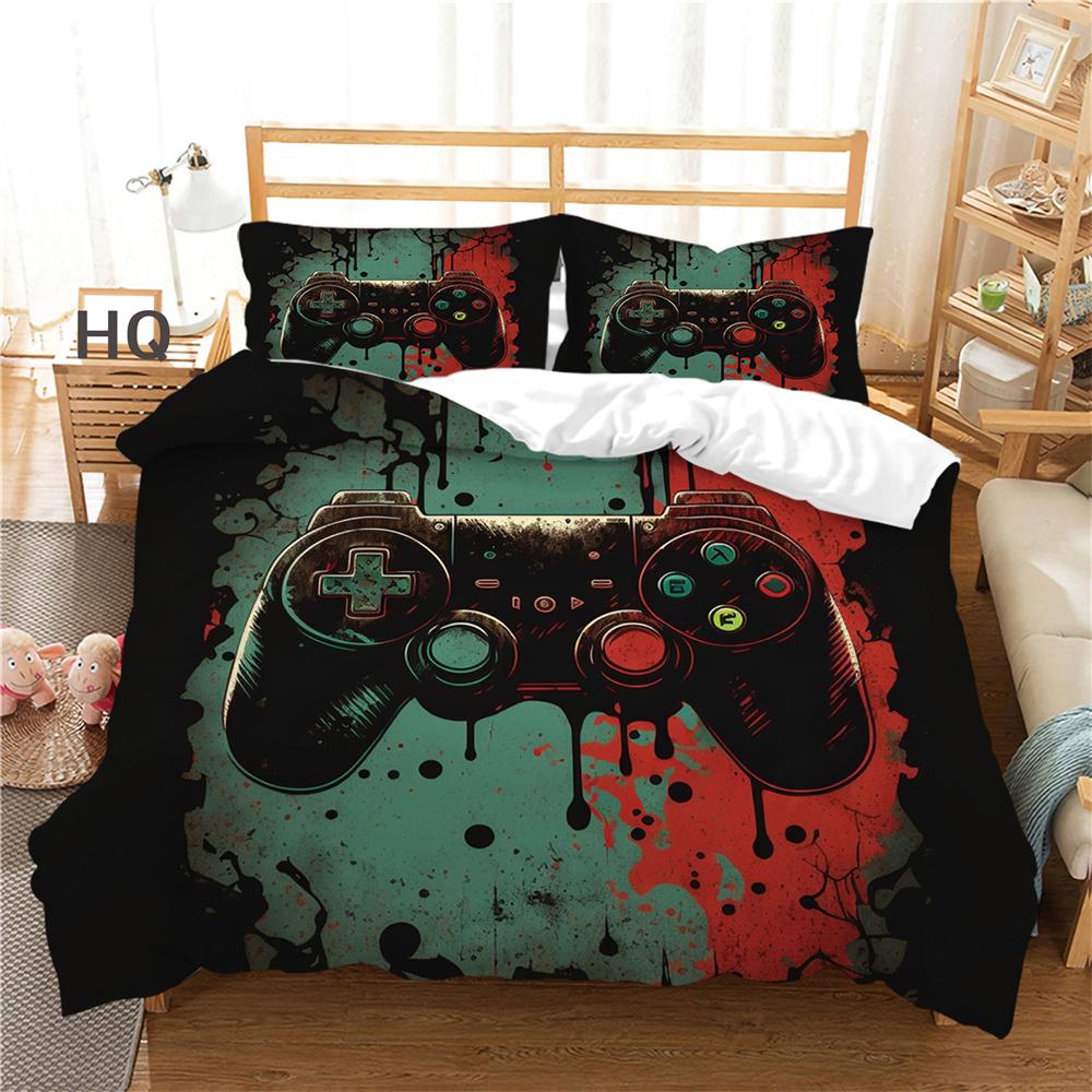 Capa de Cama Estampada de Console de Jogo 3D Poliéster Conjunto de Capa de Edredom Tamanho Solteiro Moda Cool Conjunto de Cama para Casa