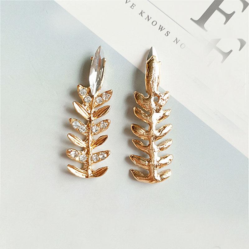 Engood 100Pcs Bamboo Rhinestones Branch Leaves Button Sewing Trim Embellishments Craft Buckle DIY Hair Wedding Bridal Decoration
