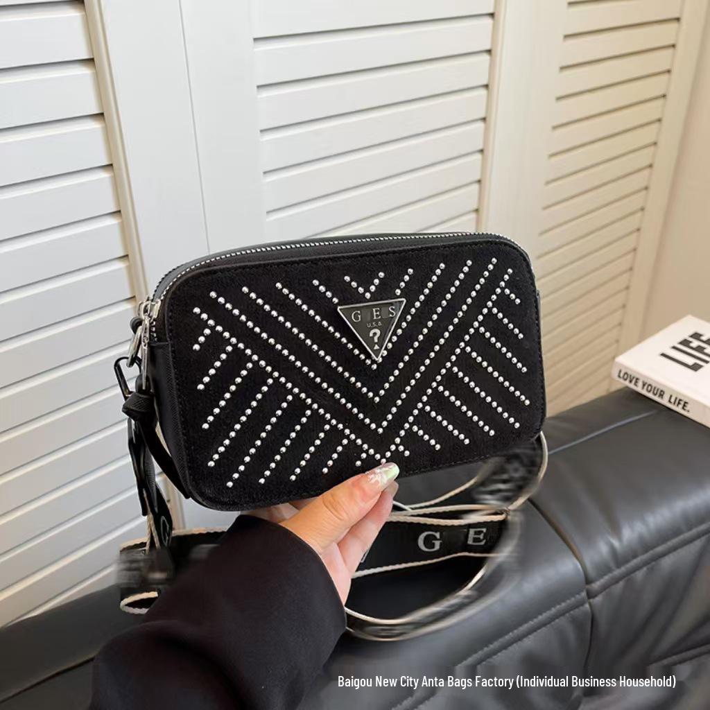 Chao Torba z szerokim paskiem z dżetami: Damska codzienna modna torba na ramię i crossbody