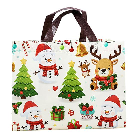 Christmas Gift Bags Large Reusable Tote Bag with Handles Non-Woven Christmas Grocery Shopping Bag for Holiday Xmas Party Supplies