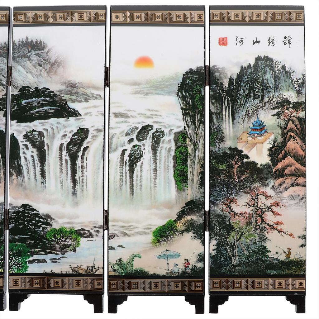 Screen Mini Chinese Folding Panel Desktop Dividers Lacquerware Privacy Model Tabletop Props Desk Divider Screens Oriental