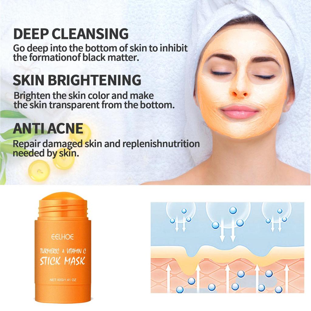 EELHOE Turmeric Mud Mask Stick Anti-Acne Pore Cleansing Solid Mask