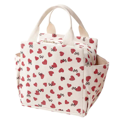 

WOOOOF WOOF Corduroy Lunch Bag, Insulated Bento Bag, Large Capacity, Open Front Pocket, Handle, Insulated Interior, Lightweight, Durable, Unisex, for