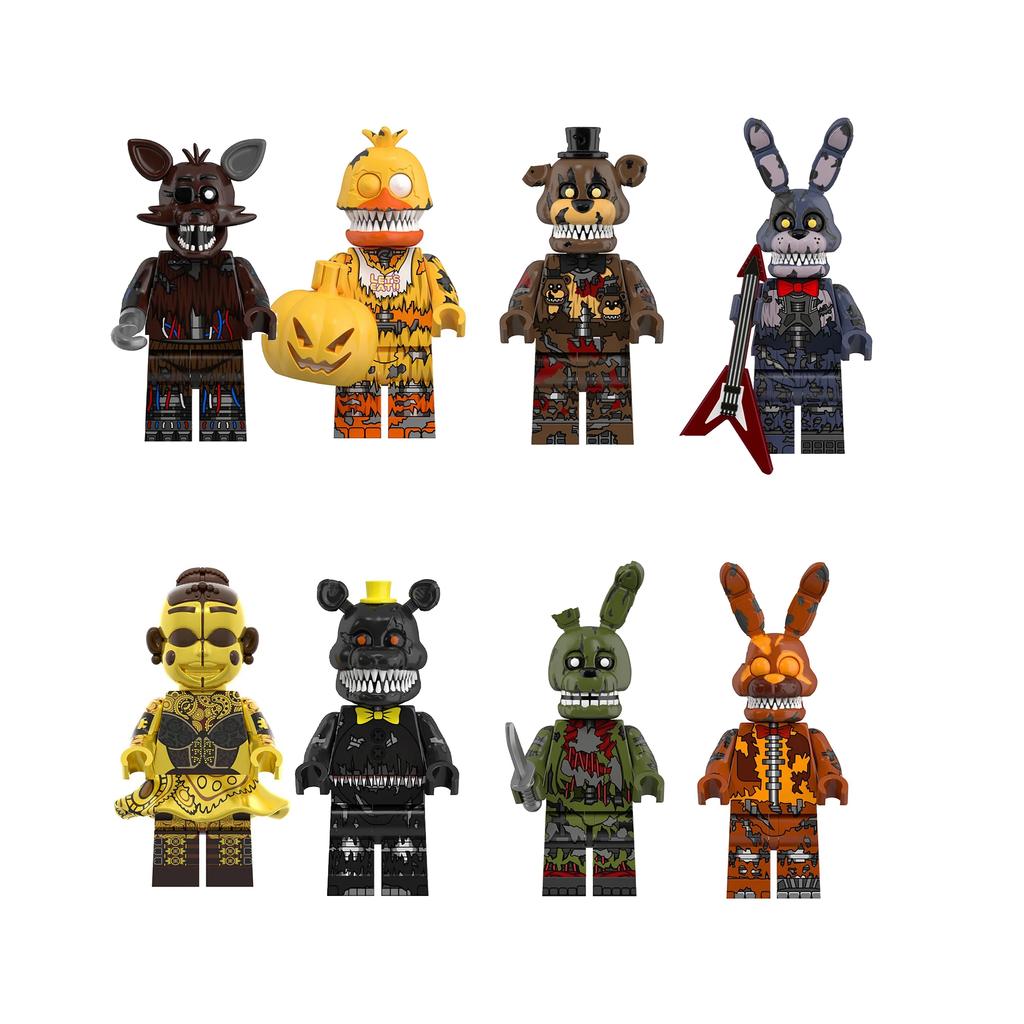 NOWA gra FNAF Nights Figurka Mini Figurki Klocki Szkielet Thriller Zabawki prezent zabawki dla dzieci forma król