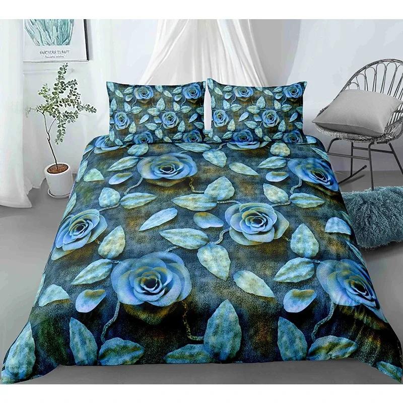 İskandinav Tarzı Nevresim Takımı Kral Kraliçe Boyutu Yıldız Ay Desenli Çocuklar Gençler Yetişkinler için Çiçekler Polyester Yorgan Kılıfı