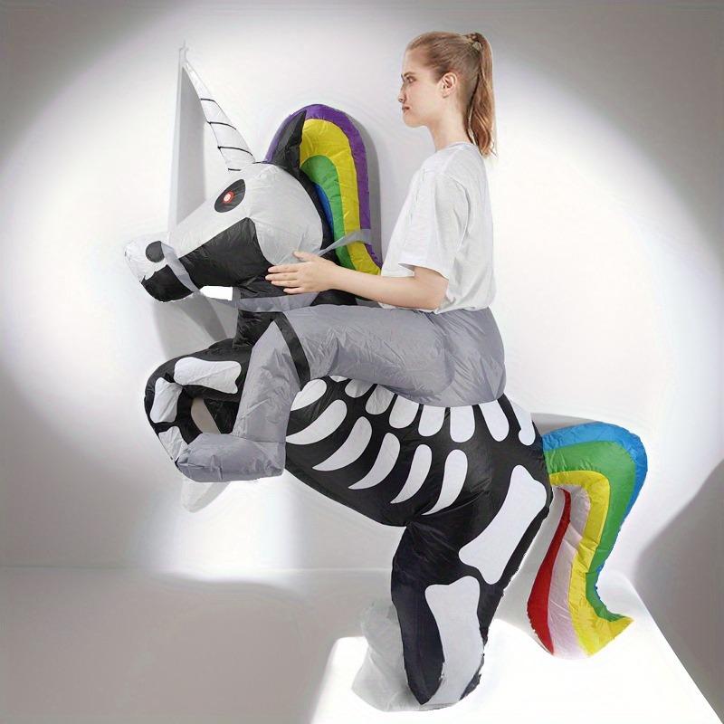 Inflatable Unicorn Skeleton Costume for Adults - Halloween Party Roleplay Festival Stage Performance Riding Unicorn Accessory