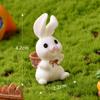 Miniature Bunny Garden Figurine Resin Animal Decoration Small Rabbit Sculpture for Fairy Garden Home Office Desk Accessories