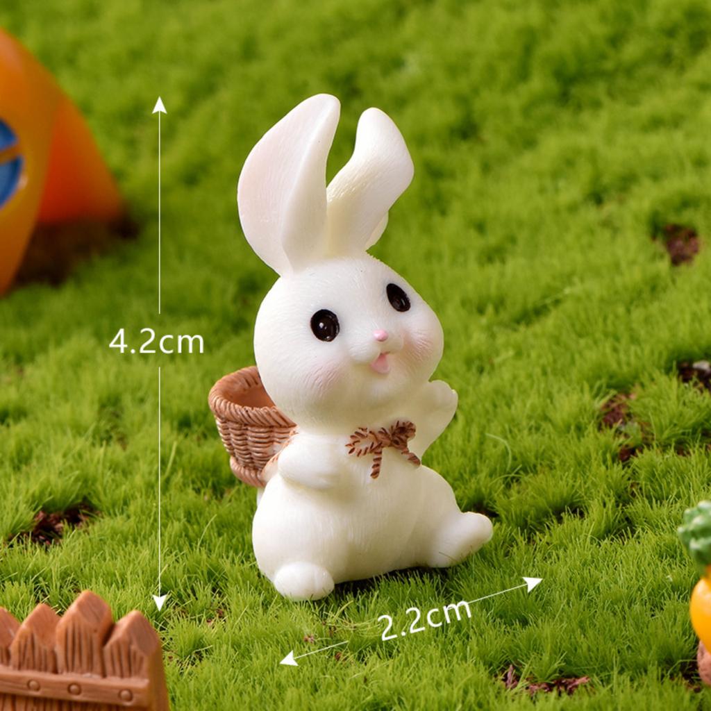 Miniature Bunny Garden Figurine Resin Animal Decoration Small Rabbit Sculpture for Fairy Garden Home Office Desk Accessories