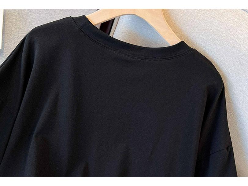 Plus Size Irregular Patchwork Dress - Short-Sleeved Summer Top for Women (120-350 Jin)