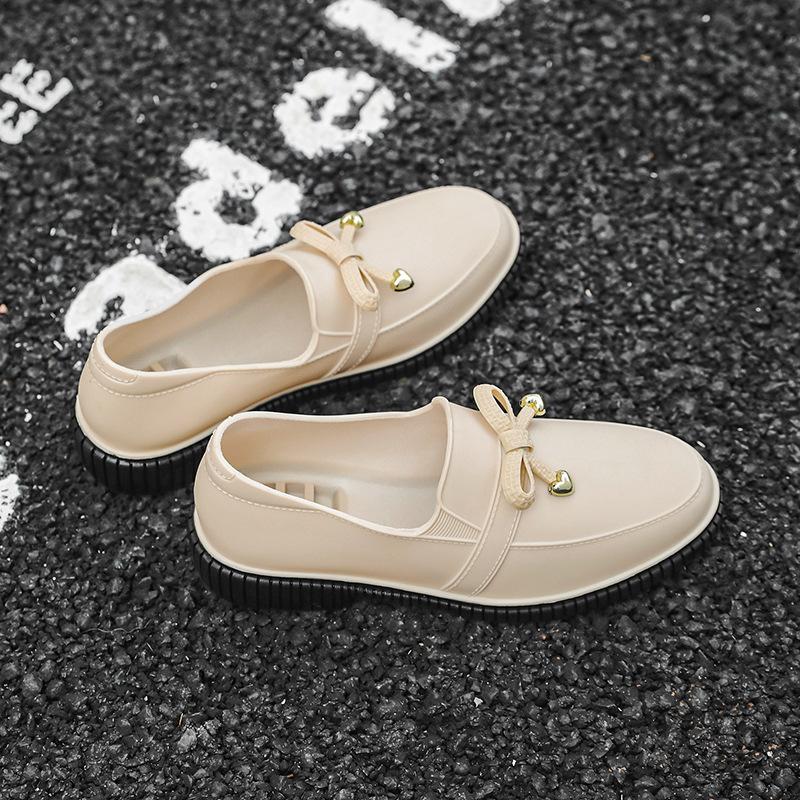 

Женская модная обувь для дождя, водонепроницаемая обувь, низкие рабочие туфли, взрослые нескользящие водные резиновые ботинки, короткие резиновые туфли, легкие галоши 40 слоновая кость