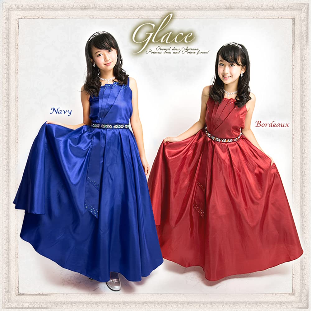 Long Piano 130cm [Arisana] Dress, Children's Dress, Junior, Recital, Wedding, Piano, Children's Dress, Recital, Girls, Navy,