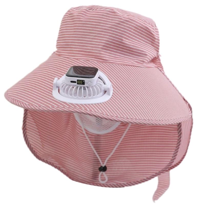 USB Rechargeable Cooling Fan Hat with Solar Charging And 3 Speed Adjustment Design for Women Men Hiking Camping