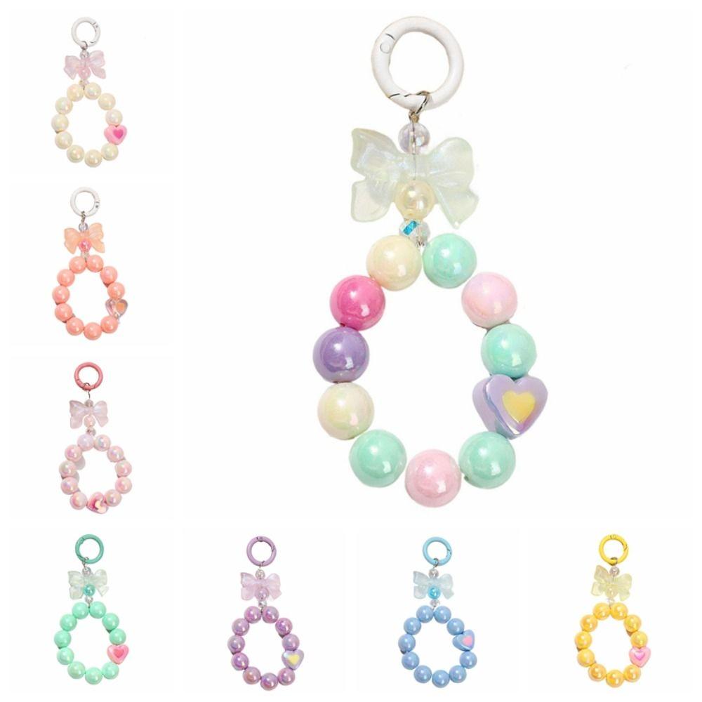 Anti-lost Candy Color Beads Keychain Colorful Phone Wrist Strap Phone Acrylic Lanyard  Phone Charm