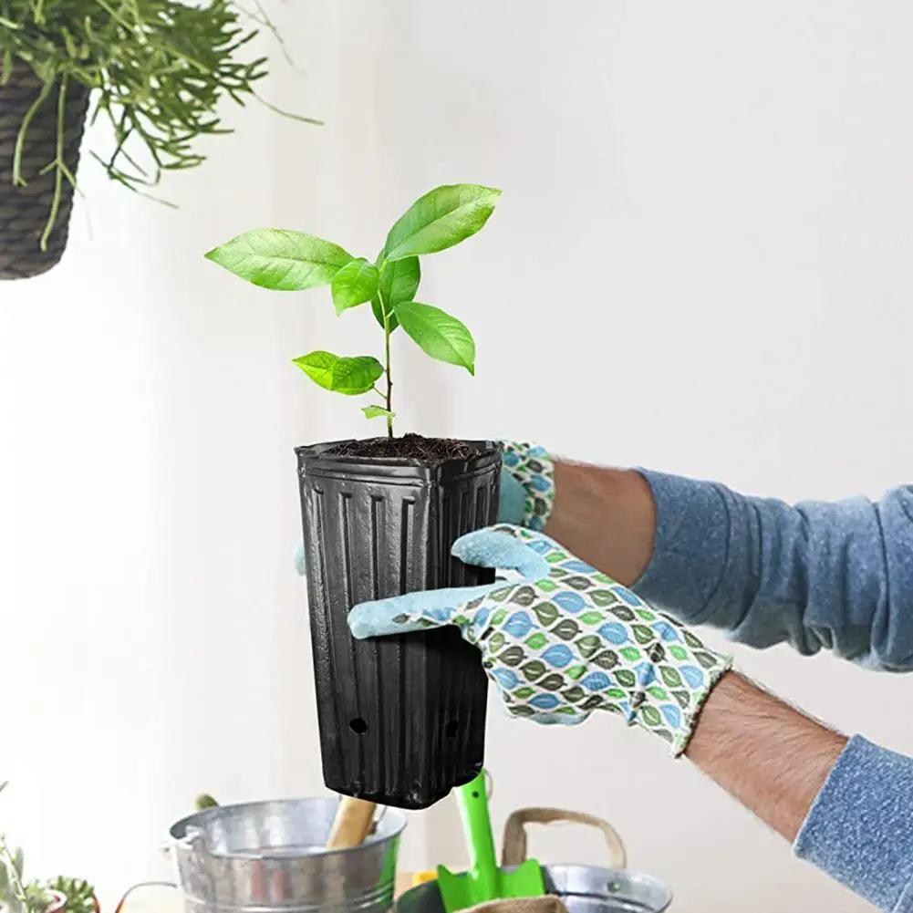 10/25Pcs Tree Shoots Pots Plastic Deep Nursery Tree Pot 7.8inch Flower Plant Vegetables Container Pot For Outdoor Garden Black
